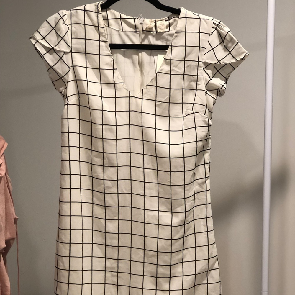 White & Black Print Dress